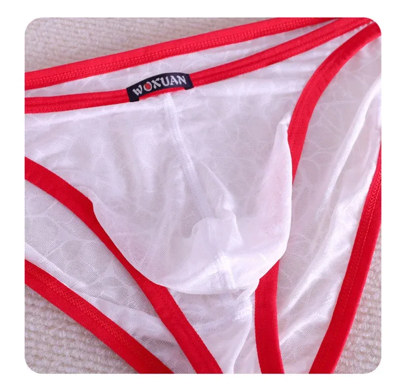 3PCS Lace Convex Briefs Men's Briefs Transparent Sexy Low Waist Mesh Quick-drying Solid Color Breathable Men Underwear — image 12