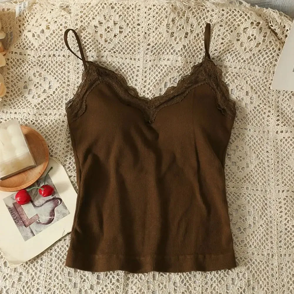 Kényelmes, légáteresztő csipke camisole pántos melltartó, egyszínű vágás felső szexi stílusú, vezeték nélküli nyári felső