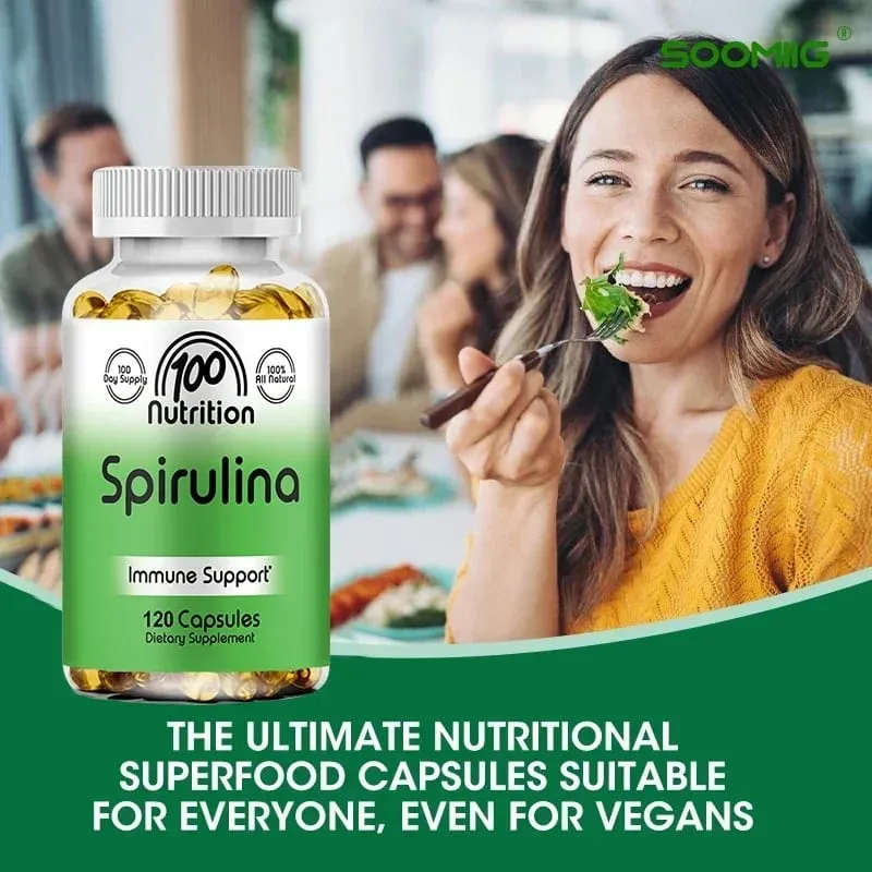 Spirulina Softgels Organic Superfood alga - Támogatja a szív- és érrendszert és az immunrendszer egészségét Erőteljes antioxidáns — image 5