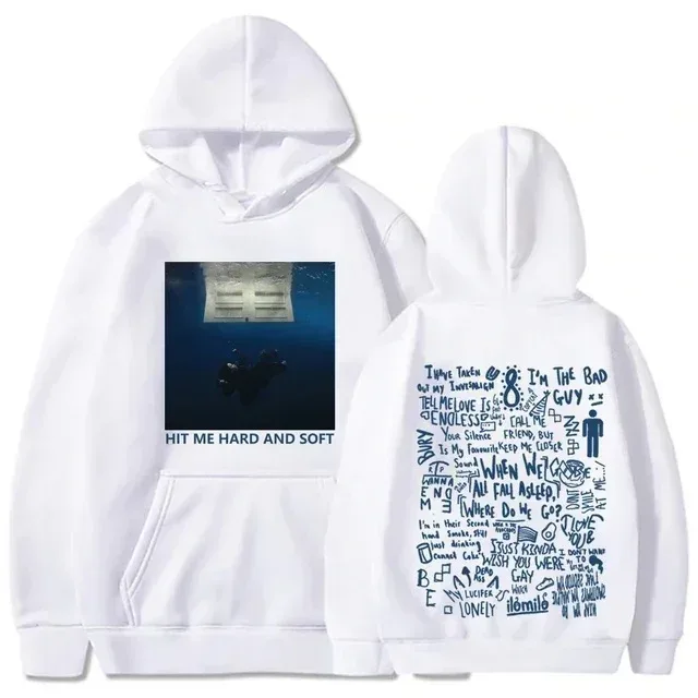 Hit Me Hoodie Tur Keras dan Lembut Pulover Billie Kaus Bulu Musim Gugur Musim Dingin Cetak Grafis Penyanyi Pria untuk Penggemar
