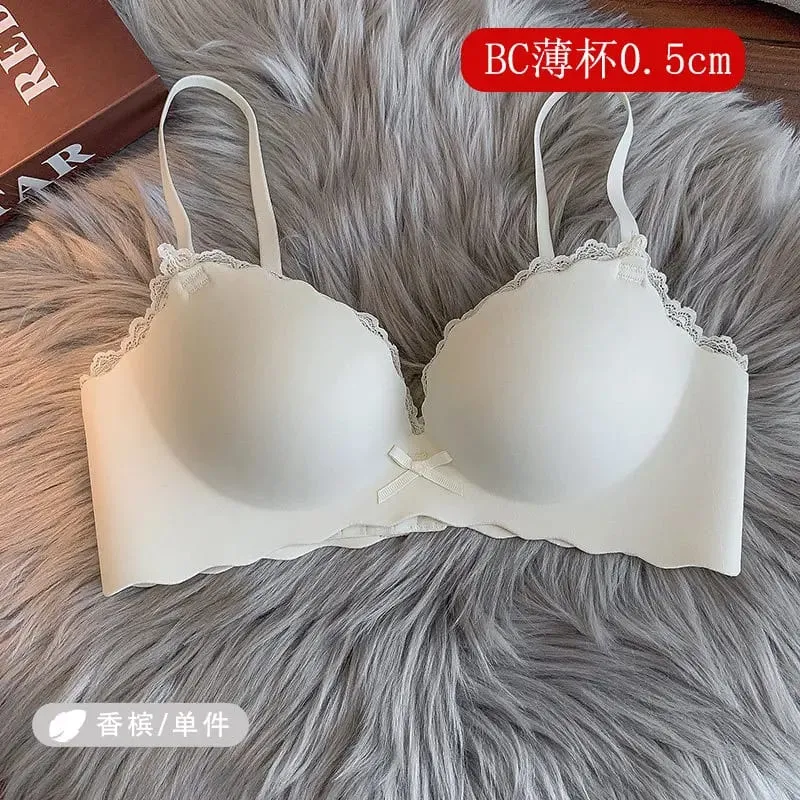 セクシーNői vezeték nélküli varrat nélküli melltartó szett egyrészes Push-Up melltartó, kis melltartó, oldalt támasztó megereszkedésgátló puha női intim fehérnemű — image 8