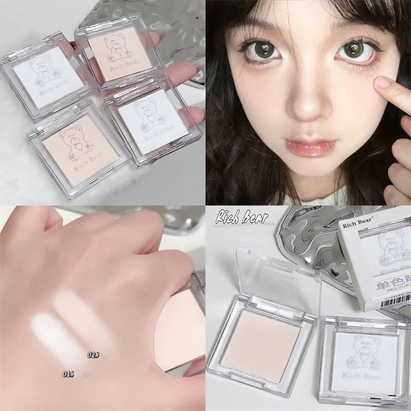 Matte Pure White Face Highlighter Palette Monochrome Pearly Jade Eyeshadow Highlighter Naturally Brightening Contouring Makeup