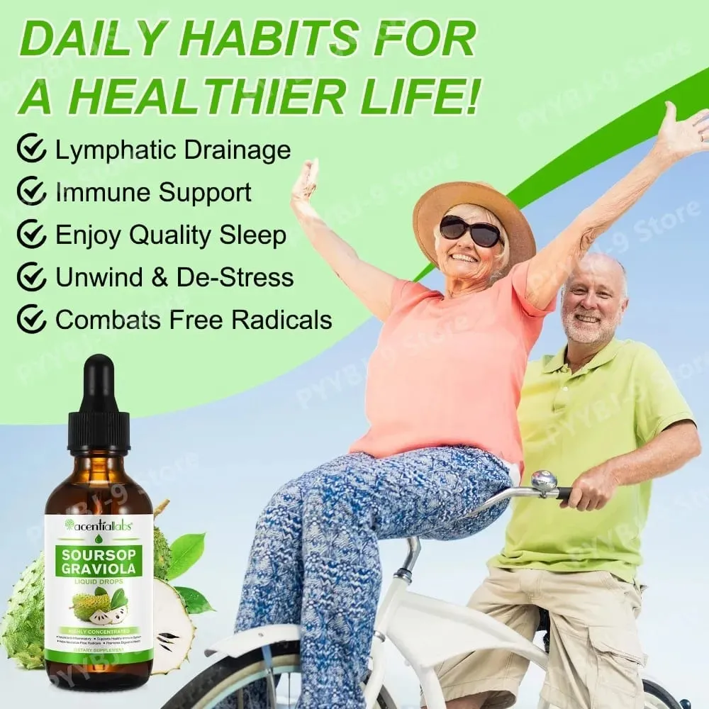 Acentiallabs Hot Sale 60ml Soursop Bitter Liquid Drops Συμπληρώματα Διατροφής 100% Pure Organic Soursop Graviola Extract for Adlut