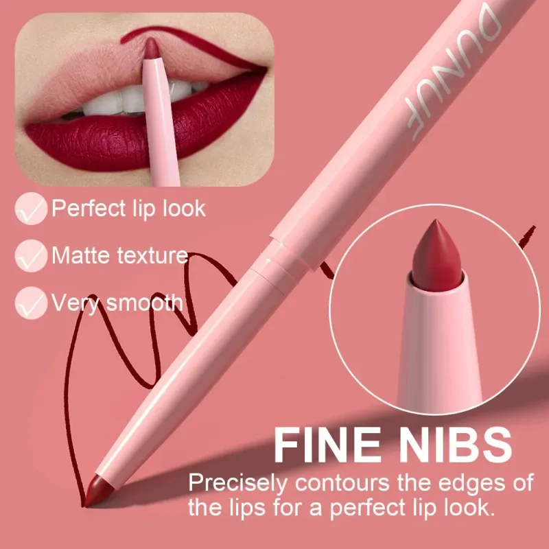 6db matt ajakrúzs szett Nude Brown Smooth Rose Red pigmentált hosszantartó forgatható rúzsceruza készlet a sima felületért — image 4