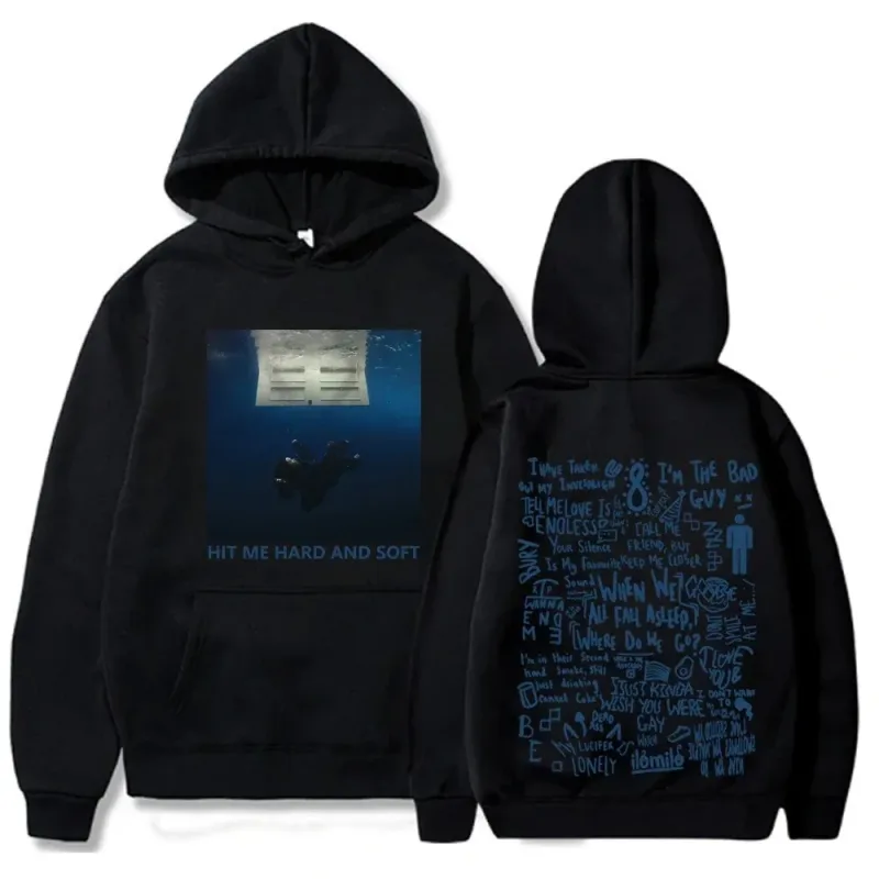 Hit Me Hoodie Tur Keras dan Lembut Pulover Billie Kaus Bulu Musim Gugur Musim Dingin Cetak Grafis Penyanyi Pria untuk Penggemar