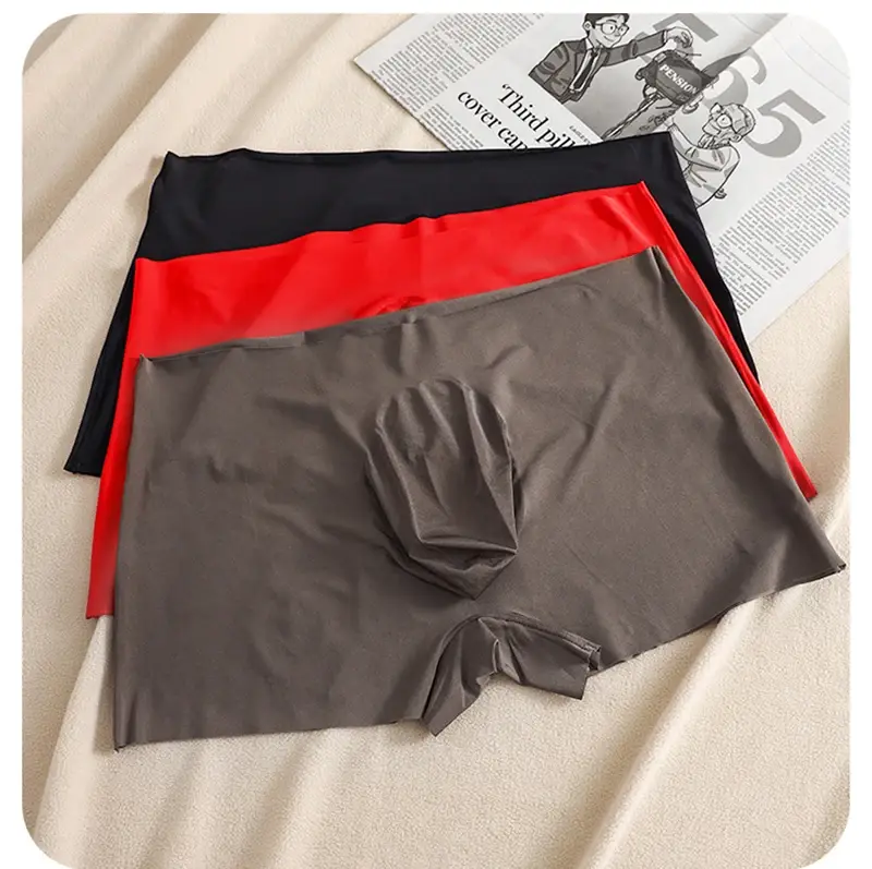 3d bolsa de secagem rápida calcinha masculina boxers de seda gelo sem costura sexy roupa interior homme homem ultra-fino respirável boxer shorts — image 13