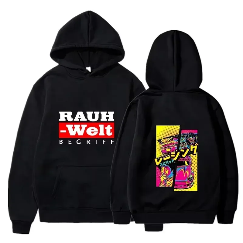 Rauh Welt Hoodie Bil Widebody Tuning JDM Racing Pop Art Comic Estetisk Svart Oversized Casual Sweatshirt Långärmad — image 2