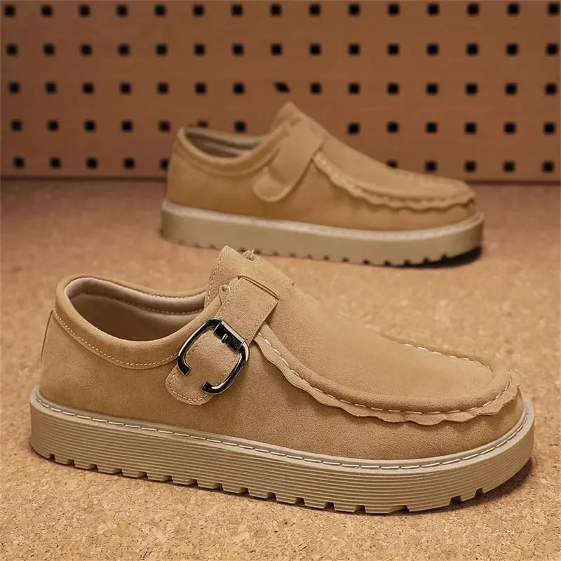 Ανδρικά μπεζ σουέντ casual loafers σε μεγάλα μεγέθη Άνετα, αντιολισθητικά παπούτσια περπατήματος με χοντρή σόλα Μοντέρνα και μοντέρνα παπούτσια 2025 — image 2