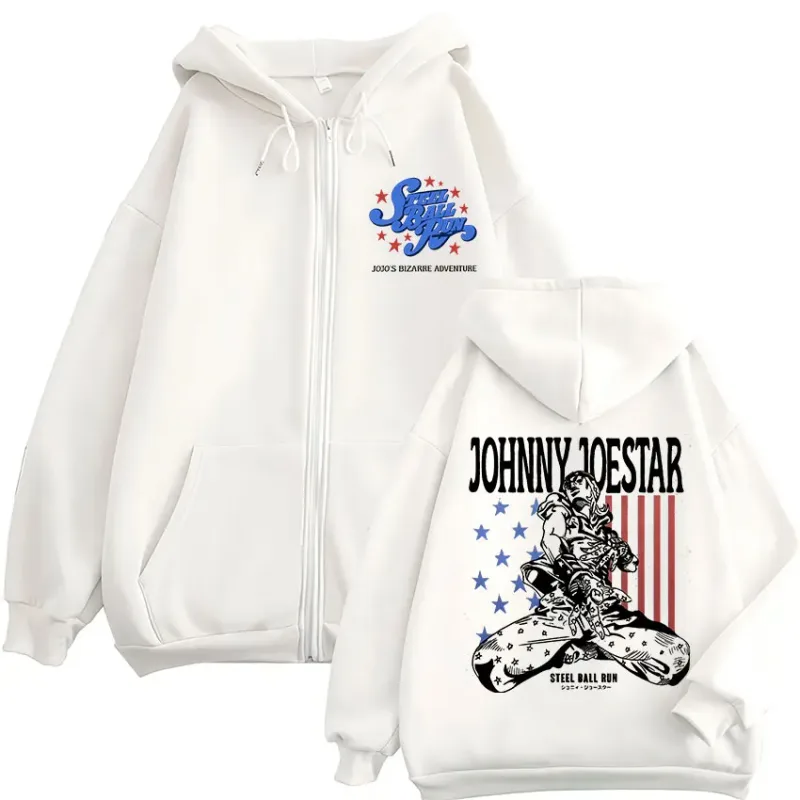 Anime JoJo Bizarre Adventure STEEL BALL RUN Johnny Joestar Zipper Hoodies Men Women Clothing Zip Up Sweatshirt Jacket Streetwear — image 3