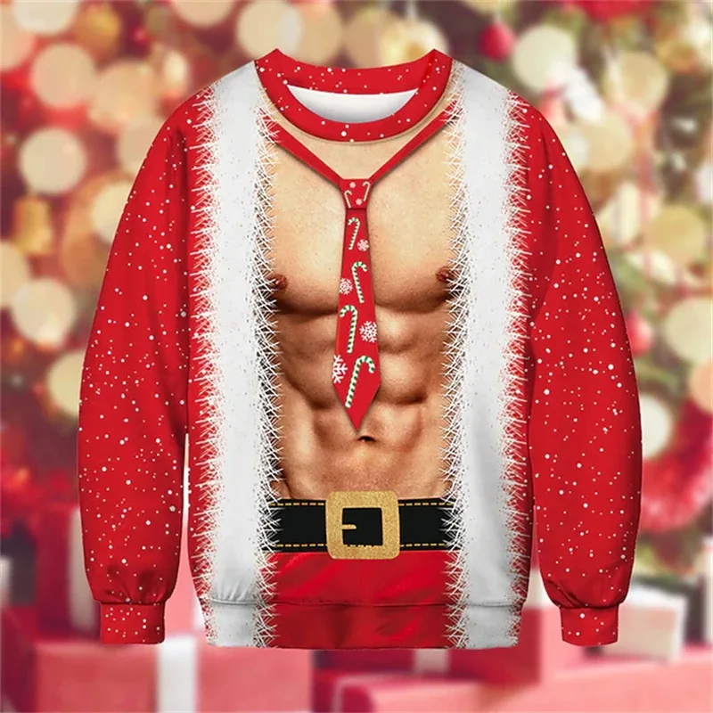 Natal feio camisola engraçado impressão 3d padrão muscular camisolas para homens nova moda pulôver festa cosplay traje presente de natal — image 6
