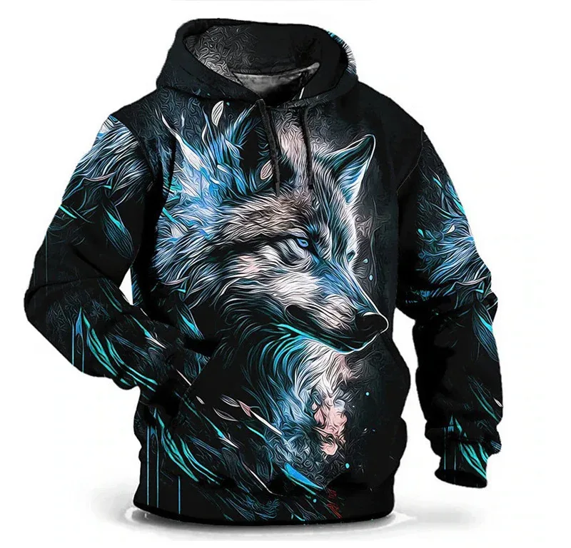 Mode Wolf Mönster Luvtröjor Herr Långärmade Street Hip Hop 3d Djurtryck Huvtröjor 6XL Plus Size Casual Hoodie — image 10