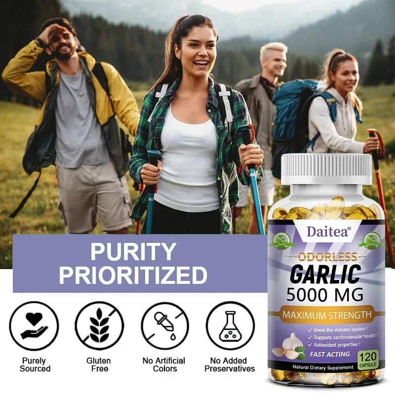 Garlic Extract Capsules 5000mg Balance Cholesterol Help Immunity Heart Health Detoxification Cleansing