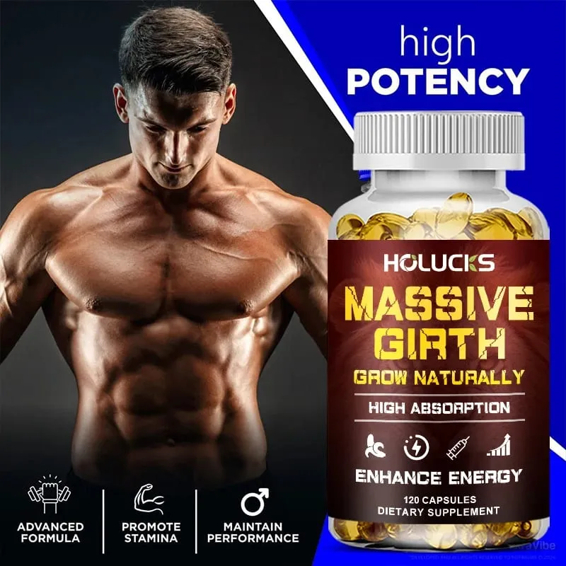 Buy 1 Get 1 Free! Massive Girth Supplement for Enhanced Blood Flow Stamina & Overall Male Performance Overall Wellness Vegan