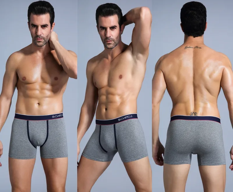 6 Pieces Solid Color Men's Panties BONITOS Letter Waistband Boxer Briefs Cotton Underwear Mens Boxers Classic Men Underpants — image 8