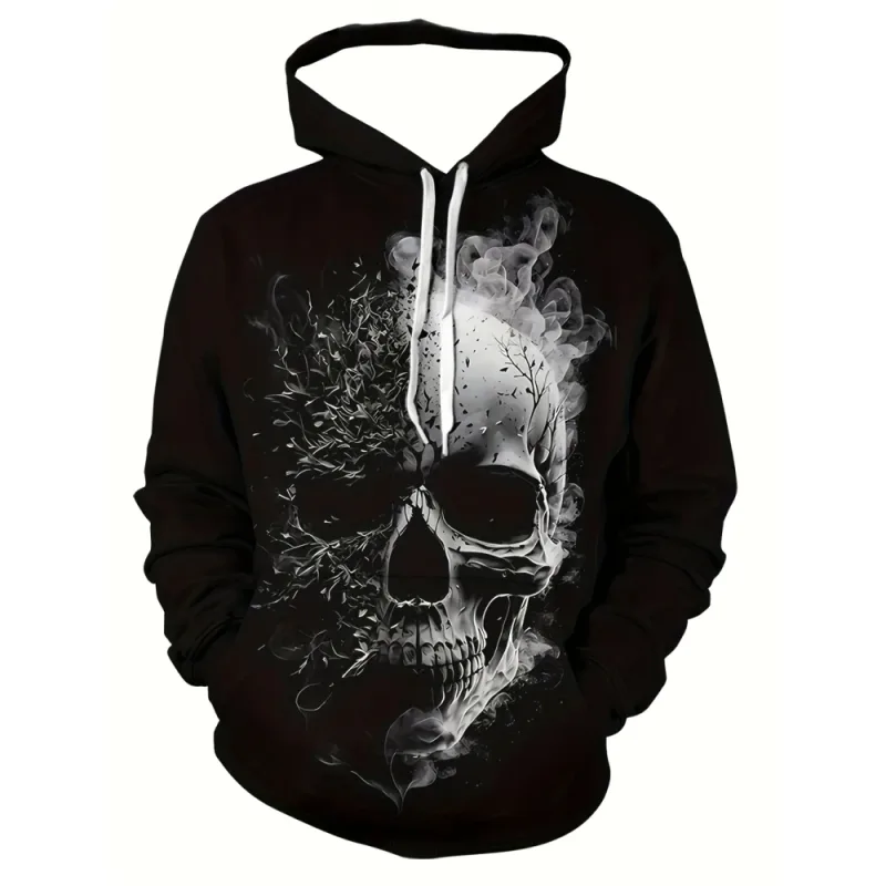 3D-tryckta Skull and Rose sweatshirts Dragsko Sportkläder Långärmade toppar Huvtröjor herr Street Graphic herrkläder — image 4