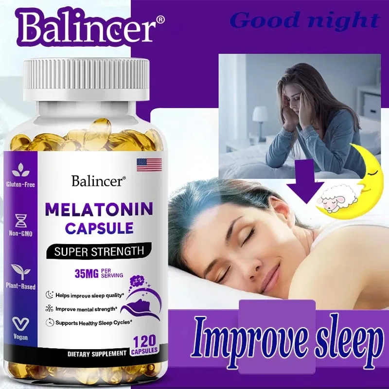 Περιέχει κάψουλες μελατονίνης 35 mg - Βελτιώστε την Αϋπνία Προωθήστε την ποιότητα και την εγρήγορση ύπνου Βοηθήστε τον βαθύ ύπνο 120 κάψουλες