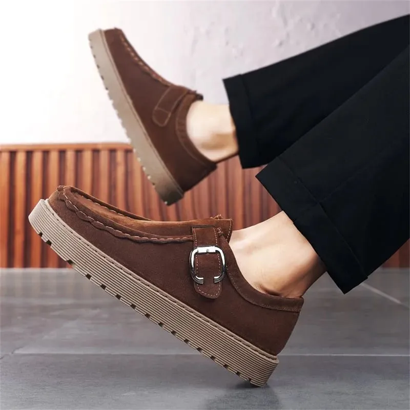 Ανδρικά μπεζ σουέντ casual loafers σε μεγάλα μεγέθη Άνετα, αντιολισθητικά παπούτσια περπατήματος με χοντρή σόλα Μοντέρνα και μοντέρνα παπούτσια 2025 — image 5