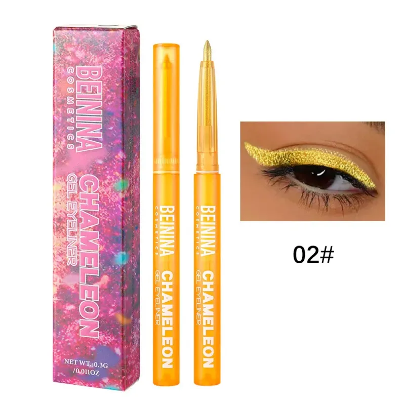 Γυαλιστερό Chameleon Metallic Yellow Eyeliner Gel Pen Shadow Πολύχρωμο Eye Liner Pearlescent Polarized Glitter Eye Pigment Μακιγιάζ