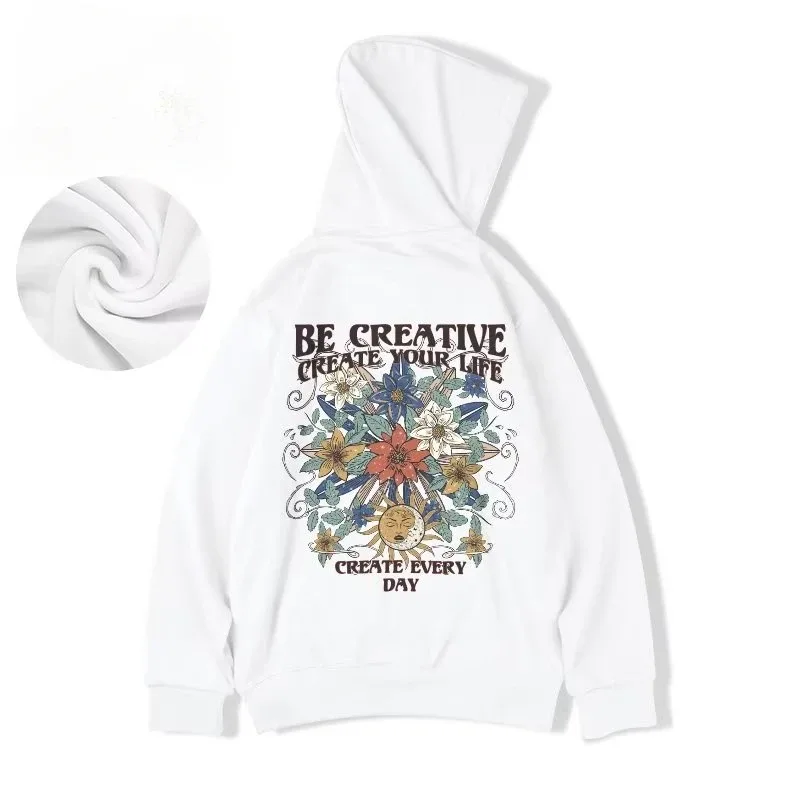 M-8XL oversized hoodies masculino americano sol lua flor impressão oversized hoodie solto moletom com capuz grande estudante — image 5