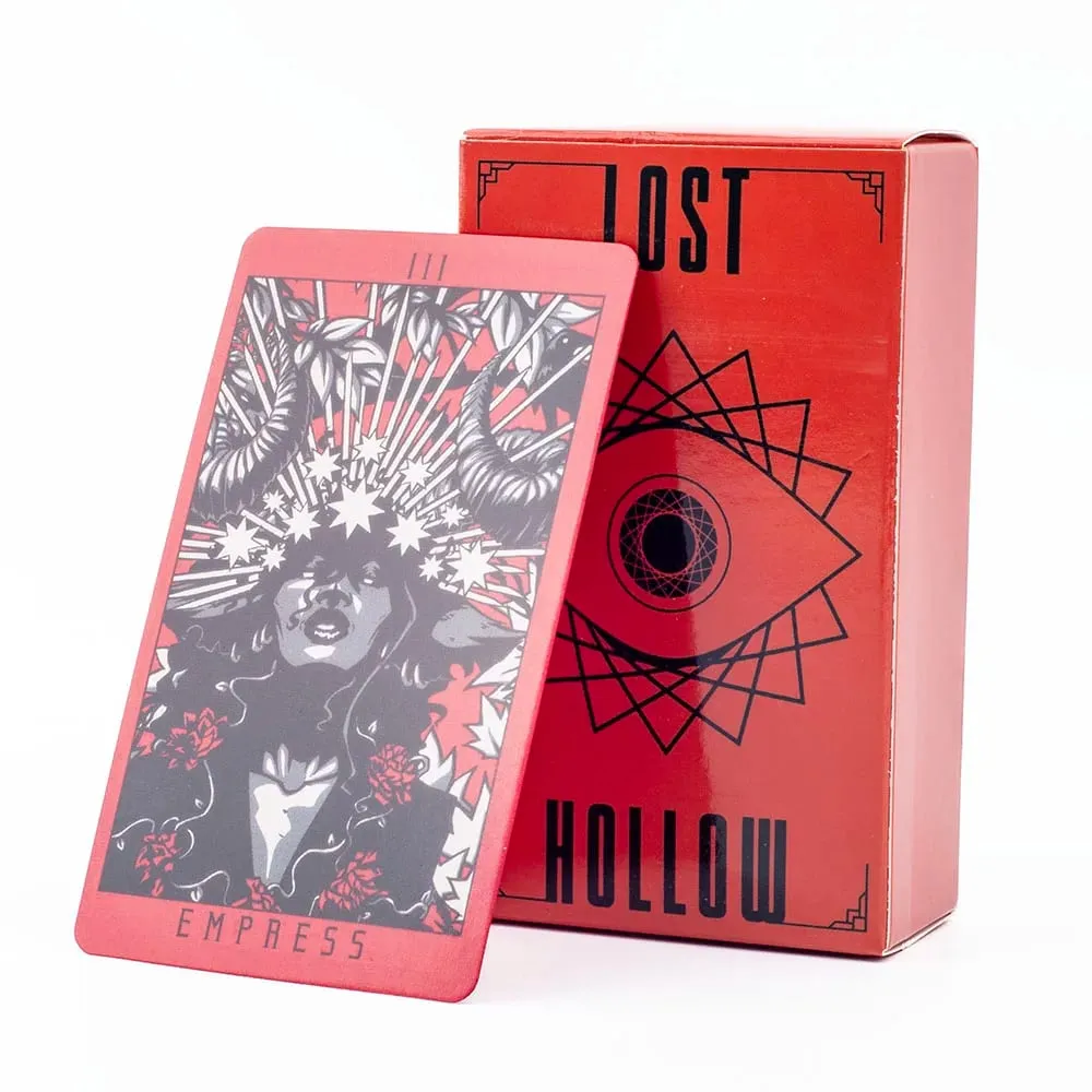 Σετ παιχνιδιών Lost Hollow Tarot 80 καρτών με Οδηγό - Κόκκινες επιχρυσωμένες άκρες ιδανικές για οικογενειακά πάρτι Συμπαγές μέγεθος 10,3x6 cm — image 2