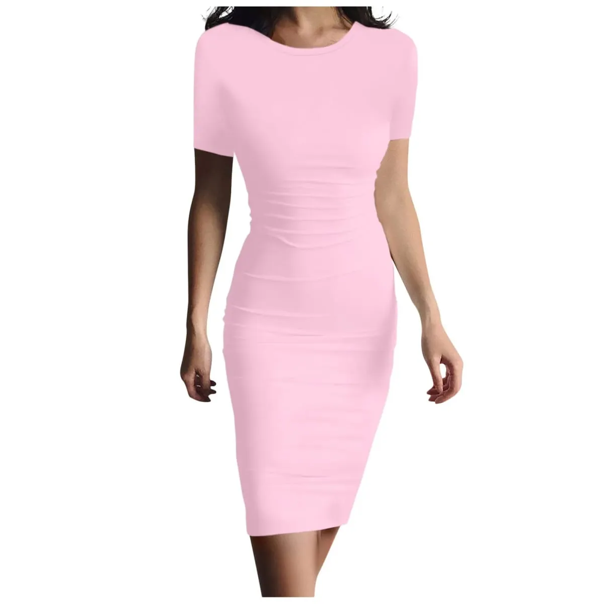 Summer Dress High Stretch Tank Robe Solid Short Sleeve Casual Slim Long Pencil Dress Women Sexy Maxi Dress Elegant Thin Vestido — image 3