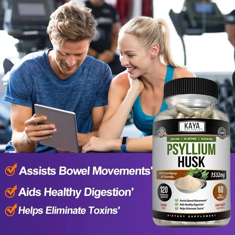 Psyllium Husk Capsules - 1532 Mg - Enriched with Ginger Root and Aloe Vera To Support Bowel Digestive and Detoxification Health — image 3