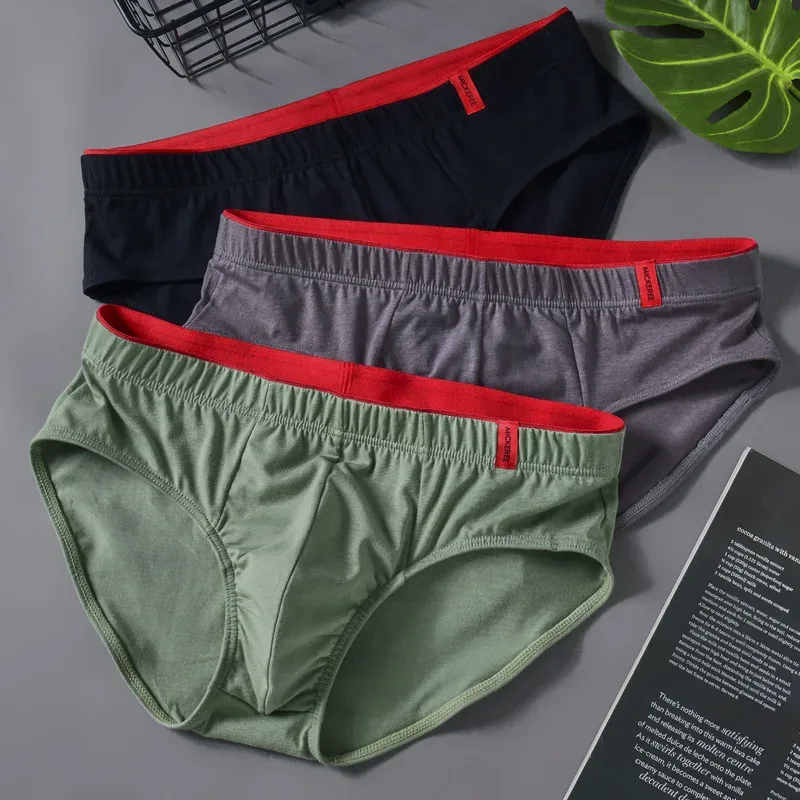 Men Briefs Solid Color Cotton Youth Briefs Waist Comfortable Sexy Explosion Trend Breathable Underwear Sissy Panties — image 12