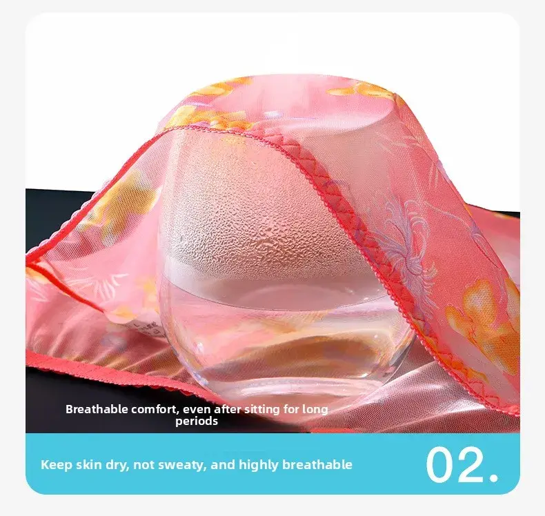 Men's 3D Space Capsule Molded Pouch Briefs Floral Print Sheer Mesh Ice Silk Ultra Thin High Elastic Male Underwear