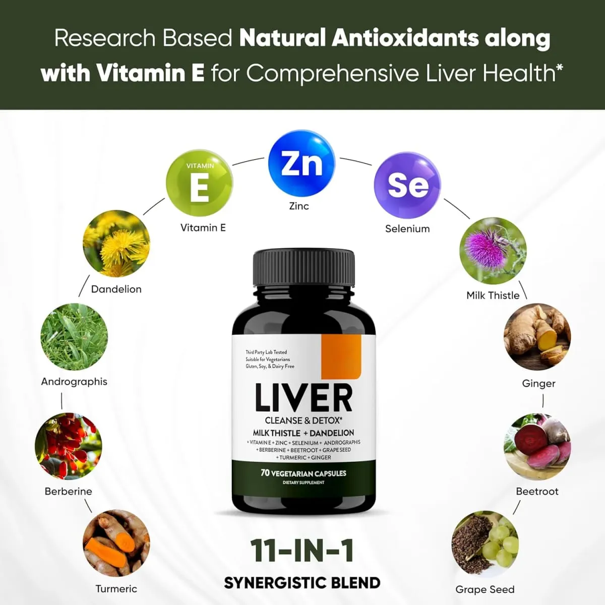 Limpeza do fígado, desintoxicação e suporte para reparo, 70 cápsulas vegetais, suplemento para saúde digestiva do fígado e renovação para homens e mulheres fumantes — image 3