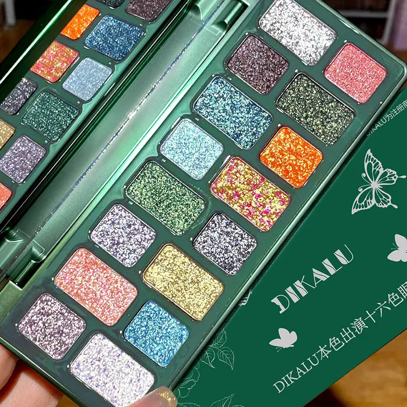 16 Χρώμα Green Pearl Eyeshadow Palette Makeup Waterproof Lasting Diamond Glitter Eyeshadow Sparkling Crystal Eye Makeup Cosmetic — image 2