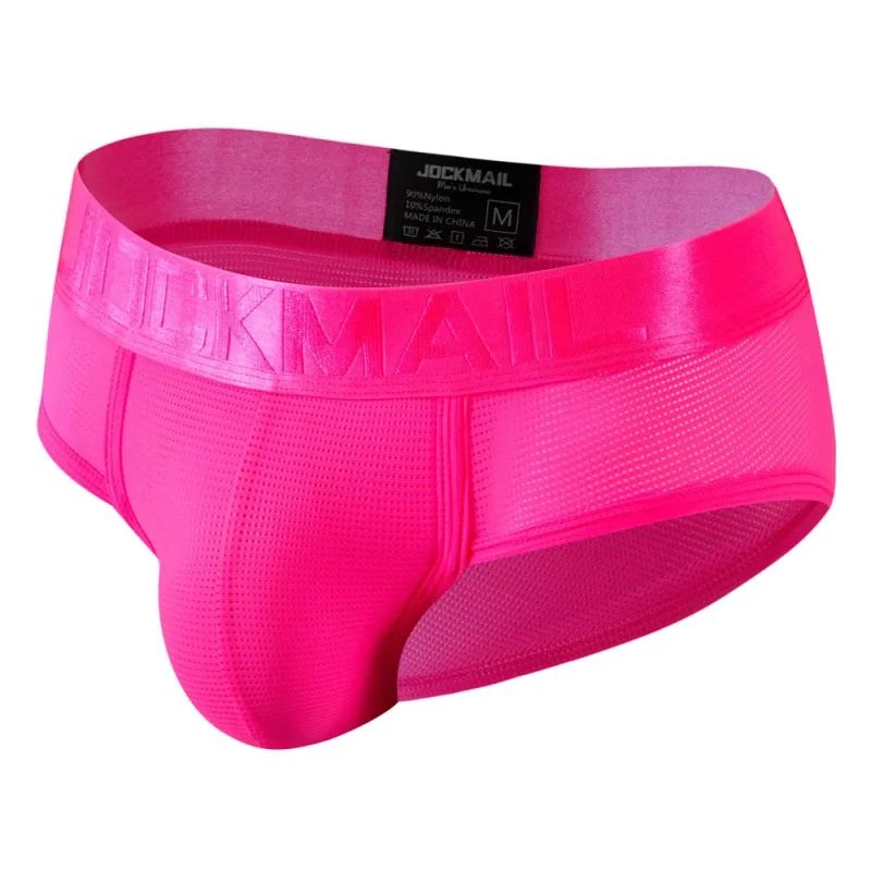Jockmail Mens Underwear Briefs Mesh Breathable Sports Fitness Shorts Solid Color Sexy Low-rise Lingeries for Extreme Panties — image 8