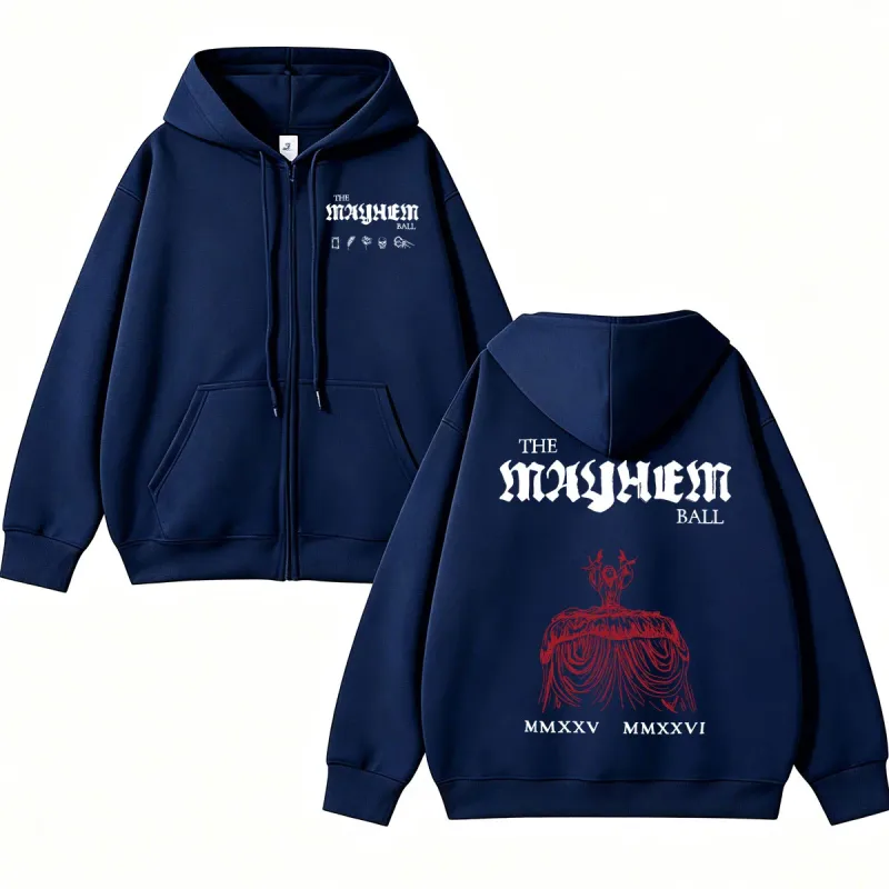 Lady Gaga The MAYHEM Ball Red Dress Zip Up Hoodies Fashion Pop Music Cardigan Sweatshirt Loose Fleece Casual Men Women Jackets — image 5