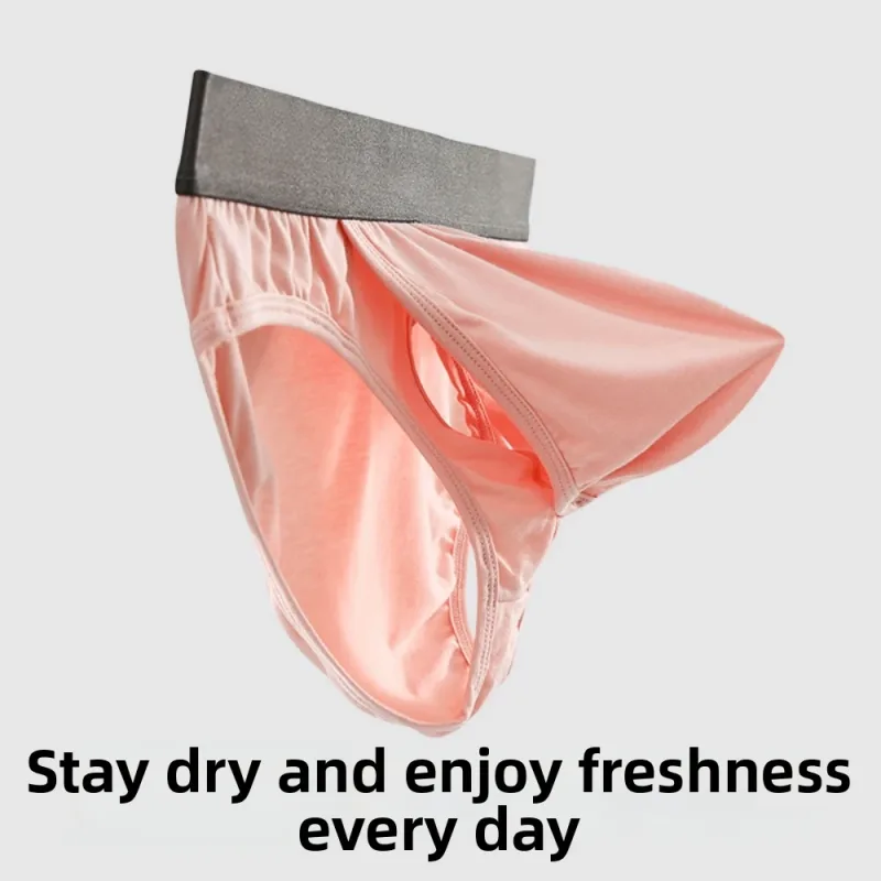 Bamboo Fiber Summer Thin Briefs Men Thin Underpants Splicing Men Front Opening Panties Lingerie Quick Dry Seamless Underwear — image 16