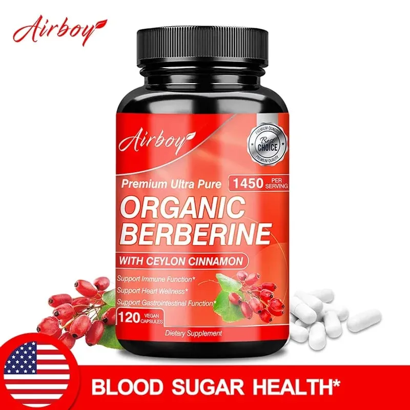 Berberine Capsules - with Ceylon Cinnamon - Blood Sugar Balance Cardiovascular Health Aid Digestion Promote MetabolismSupplem — image 2