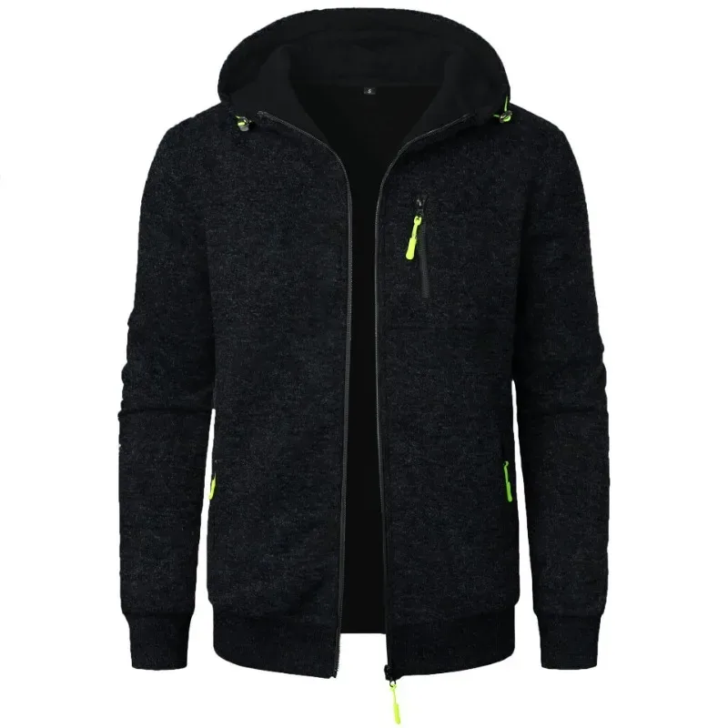 Novo streetwear masculino manga longa sweatshirts para homem zíper com capuz oversize inverno quente casaco casaco de treino ao ar livre — image 1