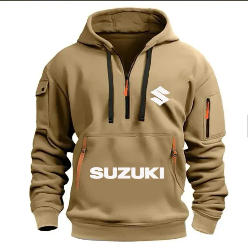 Suzuki Logo Men's Outdoor Hoodie Half Stand Collar Warm Shirt for Cycling Autumn Winter 2026 New Collection — image 8