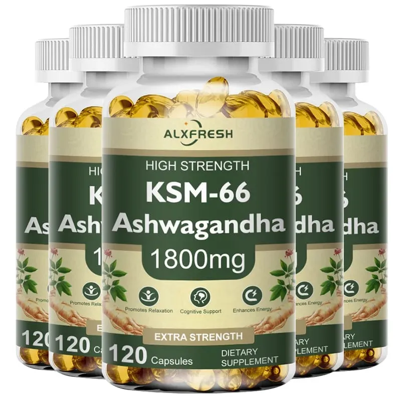 Ashwagandha Capsules For Reduce Stress Anxiety Boost Energy Combat Fatigue Enhance Endurance Improve Sleep Quality Cognitive
