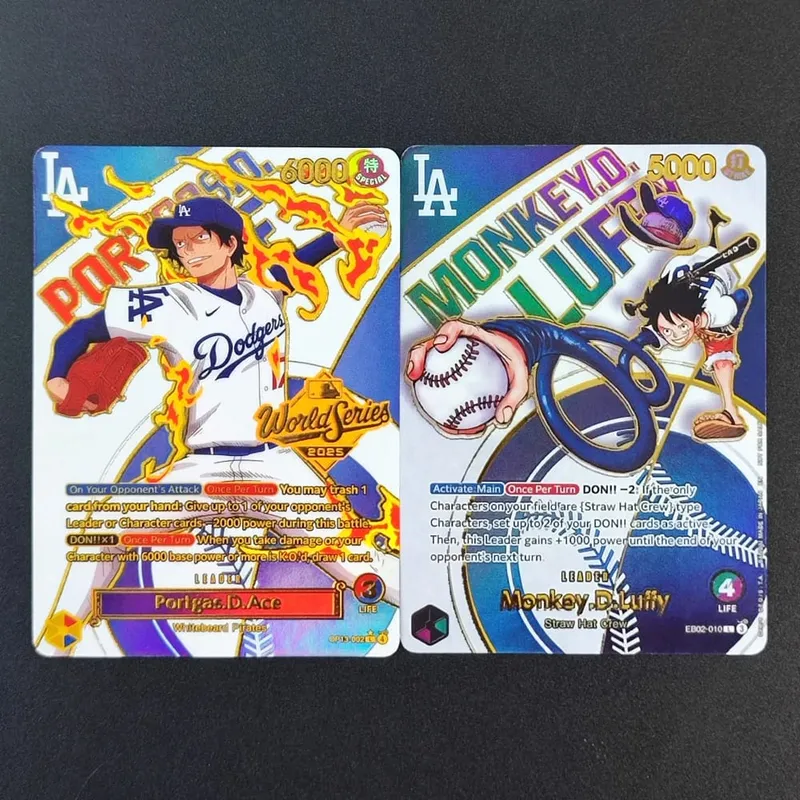 DIY OPCG ONE PIECE CARD Monkey.D.Luffy Ace (010) (Dodgers x ONE PIECE) EB02-010 One Piece Promotion Anime English Cards Foil
