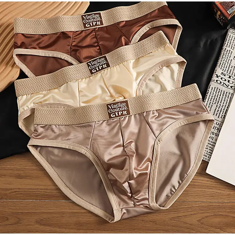 Luxurious Men's Briefs Satin Smooth Cool Ice Silk Panties Underwear Briefs Breathe Quick Drying Underpants U Pouch Underwear — image 12
