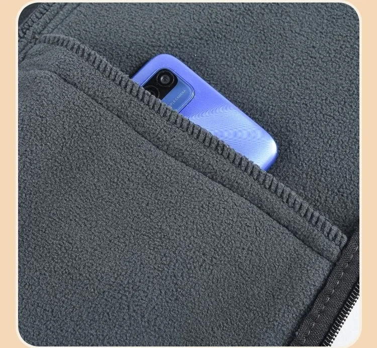 Men Double-sided Polar Fleece Hoodie Cardigan Solid Full Zip Warm Letter Print Casual Coats Thicken Sport Classic Sweatshirts — image 17