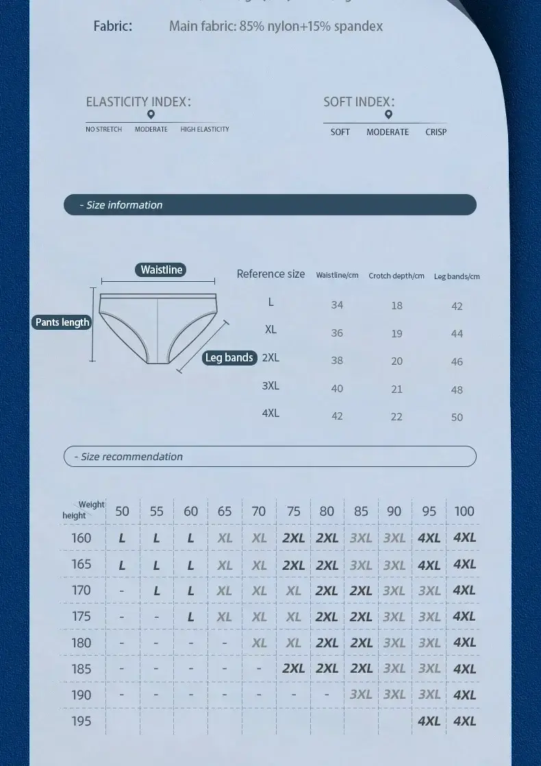 2PCS Men's summer underwear: Ice Silk, low-waisted triangular underpants, personalized, ultra-thin, breathable shorts