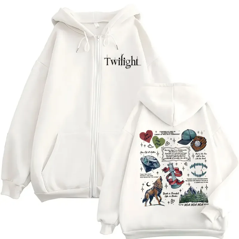 Movie Twilight Vampire Wolf Romance Zipper Hoodies Edward Cullen Men's Women Clothing Fashion Hip Hop Zip Up Hooded Sweatshirts — image 3