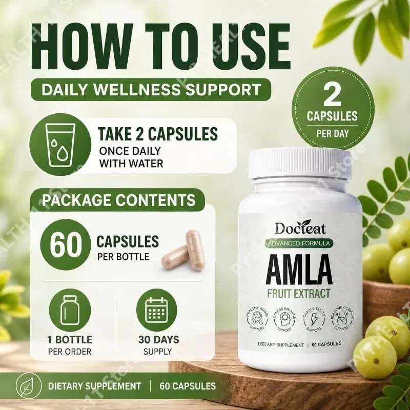 Docteat Amla gyümölcskivonat kapszula az immunrendszer támogatásáért és a bőr egészségéért C-vitamin B3-vitaminnal CoQ10 és PQQ 60 kapszula — image 6