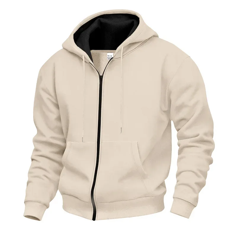 Novo 2026 outono casual sólido manga longa zíper com capuz moletom casaco masculino moda ao ar livre roupas esportivas jaquetas