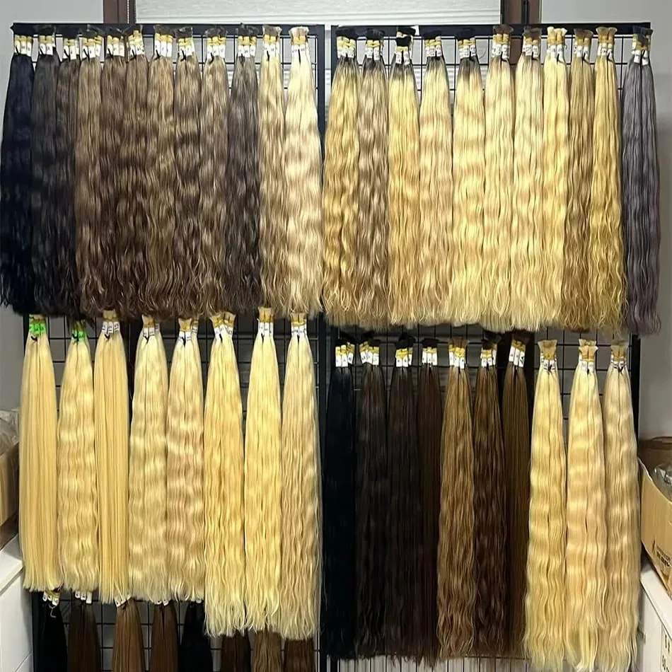 No Weft 100% Real Human Hair Extensions Remy Human Hair Bulk Μη επεξεργασμένα φυσικά μαύρα παρθένα ινδικά μαλλιά πλέξη για γυναίκες — image 5