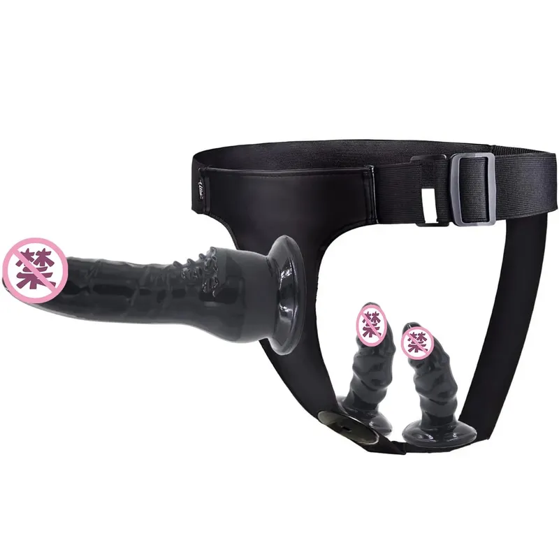Factory Direct Triple - Prong Lesbian Strap - on: Δερμάτινο παντελόνι φορεμένο με ρεαλιστικά ερωτικά παιχνίδια για ενήλικες χονδρικής σεξ — image 3