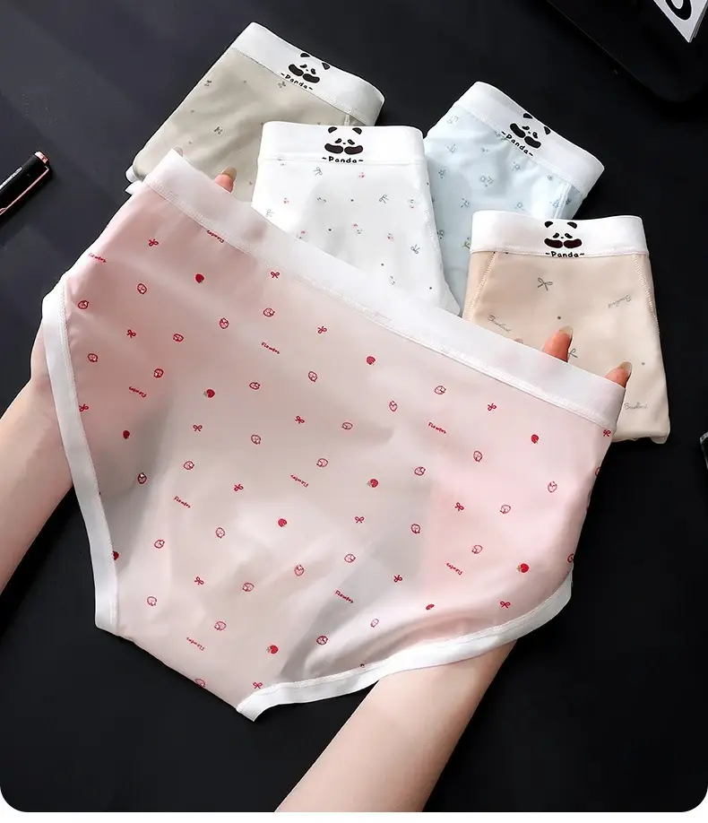 Summer Thin Ice Silk Sexy Men's Underwear Quick Drying Breathable Seamless Male Briefs Panda Cartoon Cute Men's Triangle Pants — image 4