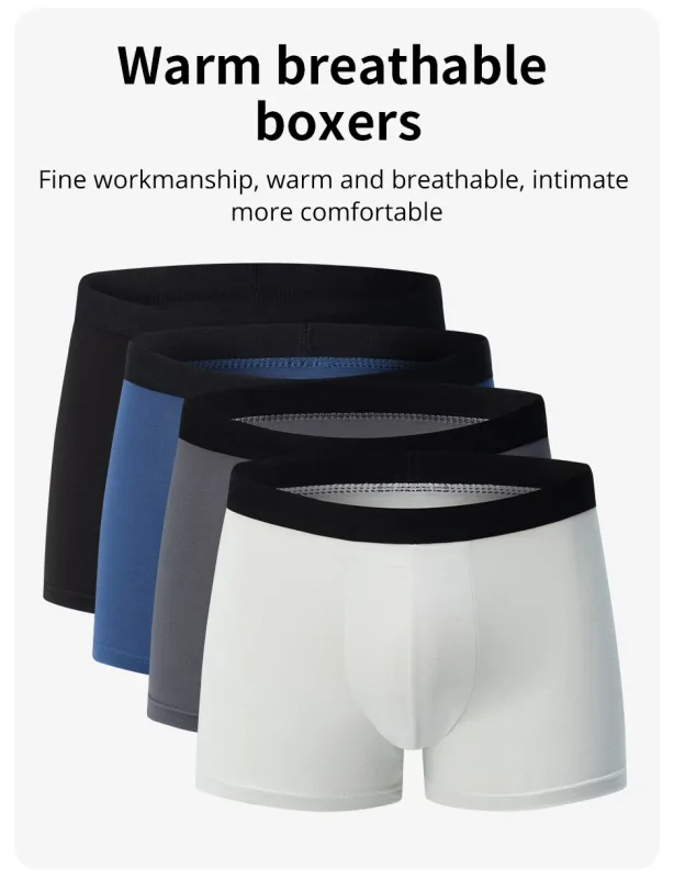 4 Pack Europe At America Size ng Men's Solid Color Sexy Boxer Underwear Antibacterial Breathable Plus Size Men's Shorts Underwear — image 17