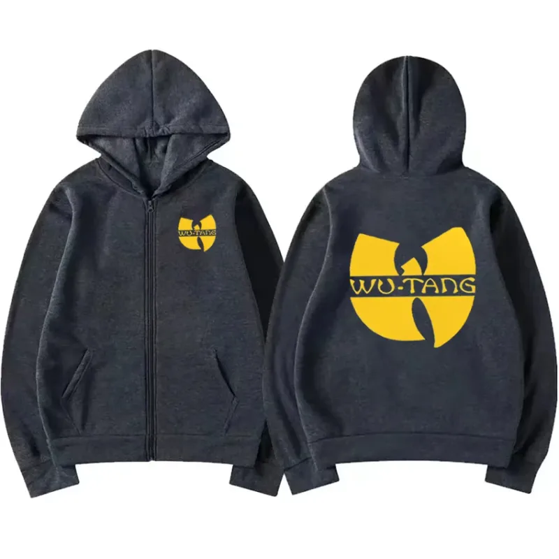 Hip Hop Années 90 Wu Clan T-tangs Grafik Luvtröja Herr Punkjacka med dragkedja för damer Långärmad fleece gotisk kappa Lösa streetwear — image 3