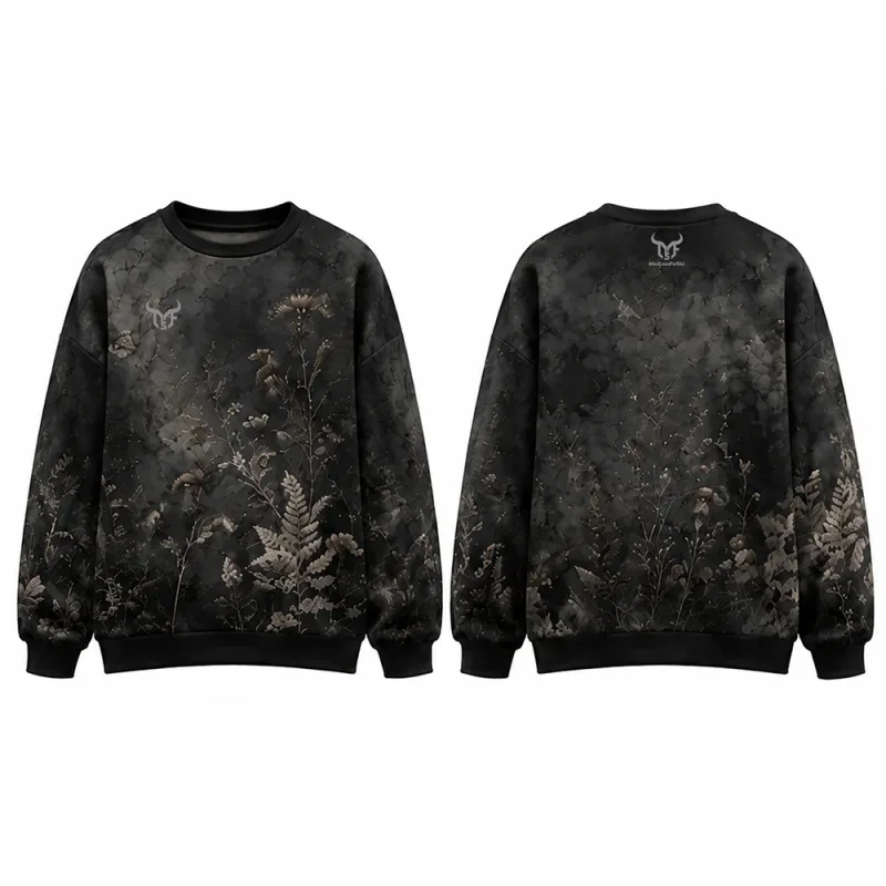 Dark Style Botanical Floral 3d Print Sweatshirt Men Women Street Vintage Casual Clothes Autumn Basic Long Sleeve Pullover Tops — image 1